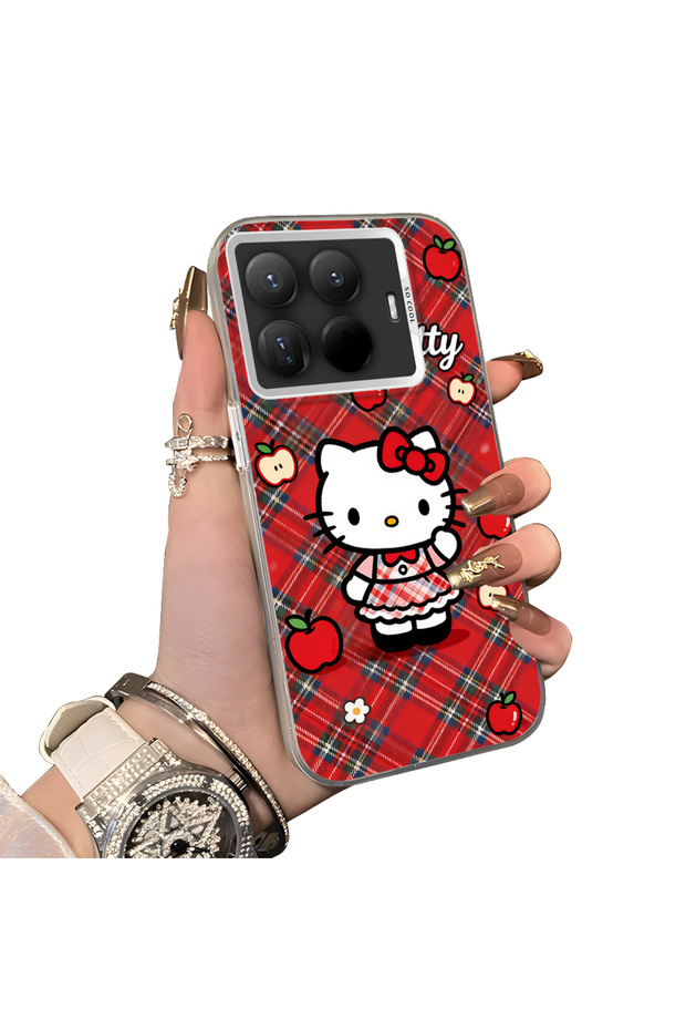 15t Pro Compatible Silicone Edge Hard Back Case Kitty Patterned Lover Couple Phone Case