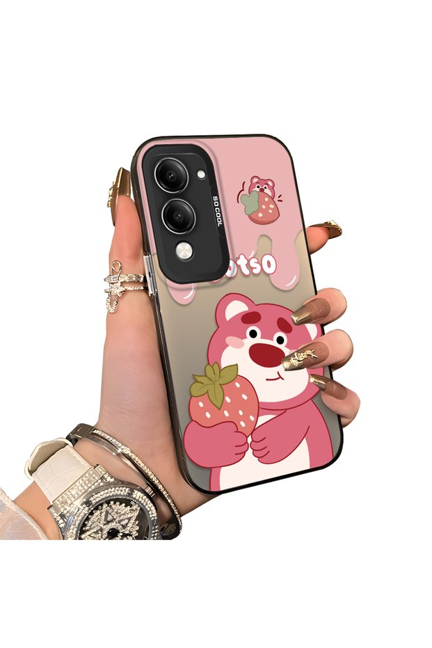 Vivo Y04 Compatible Silicone Edge Hard Back Case Lotso Patterned Lovers Couple Phone Case