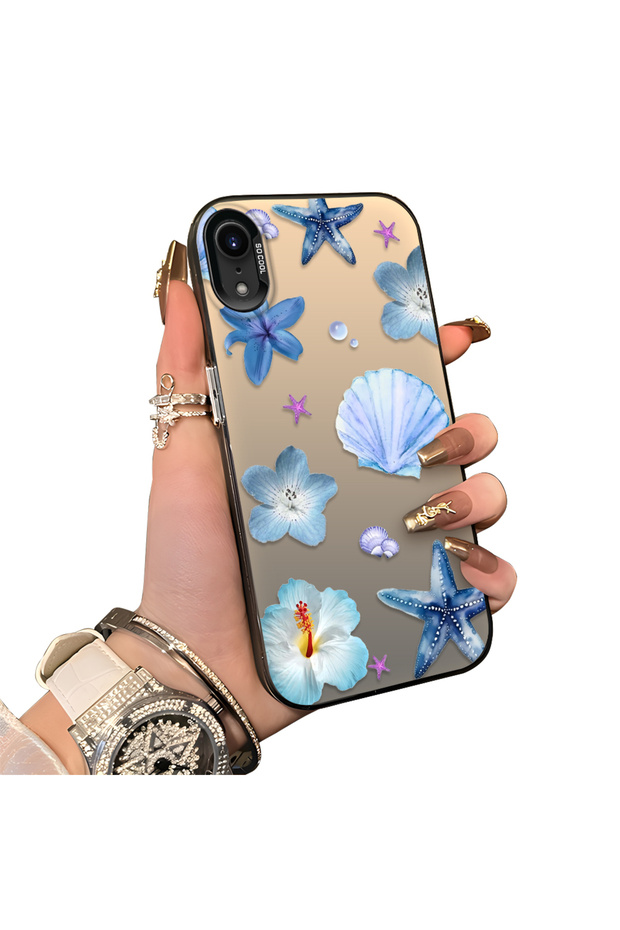 iPhone Xr Compatible Silicone Edge Hard Back Case Sea Star Patterned Phone Case