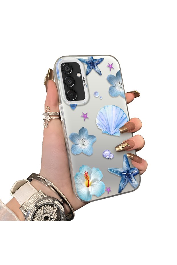 Samsung Galaxy M15 Compatible Silicone Edge Hard Back Case Sea Star Patterned Phone Case