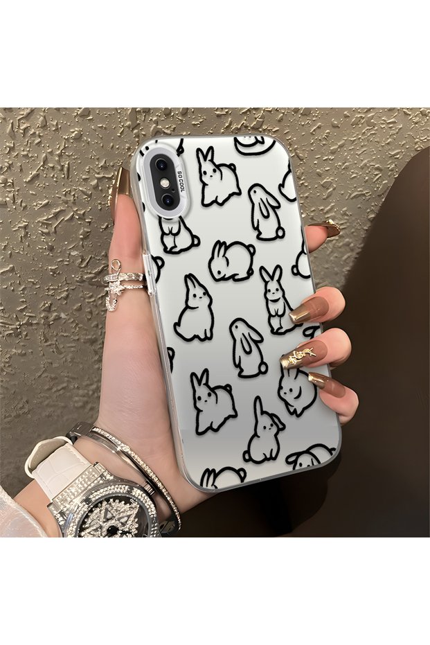 iPhone X/Xs Compatible Children's Style Cute Rabbit Case, Comprehensive Protection, Responsive Keys