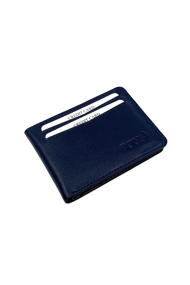 Genuine Leather Men's Wallet - Minimalist Card Holder and Wallet - Navy Blue
