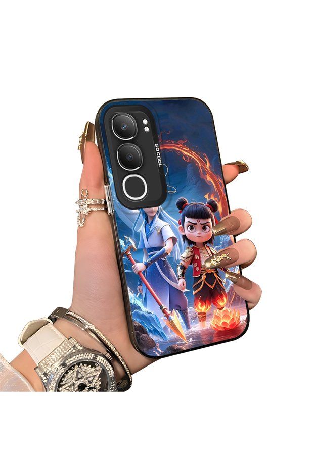 Vivo Y19S Compatible Silicone Edge Hard Back Case Nezha Patterned Couple Phone Case