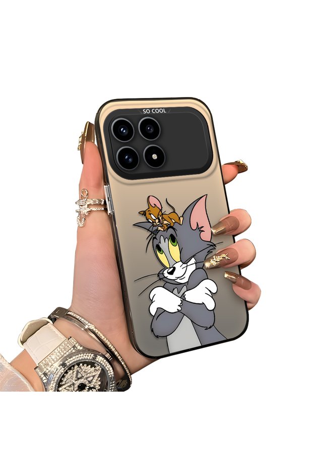 Poco F8 Pro 5g Compatible Silicone Edge Hard Back Case with Mouse Pattern Couple Phone Case