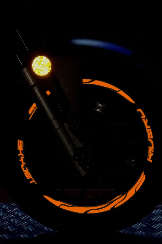 Glowing Wheel Rim Strip Sticker Set with Reflector Night Flash for Skyjet Rivero Scooter (Front-Rear Enough)