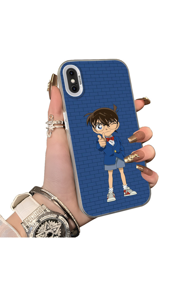 iPhone XS Compatible Silicone Edge Hard Back Case Konan Patterned Lover Couple Phone Case