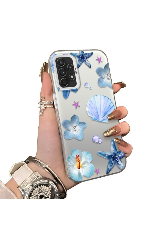 Samsung Galaxy A72 Compatible Silicone Edge Hard Back Case Sea Star Patterned Phone Case