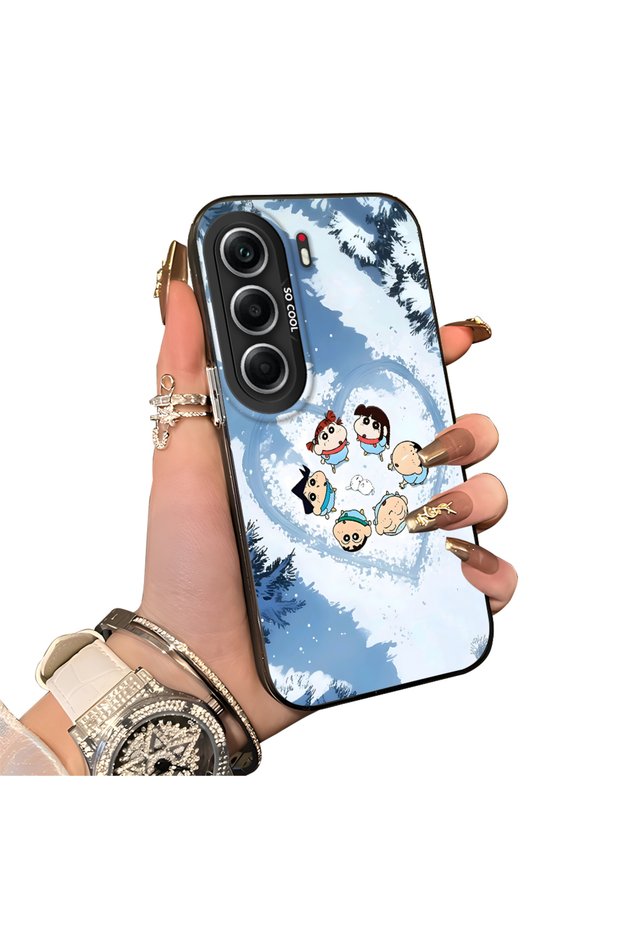 Tecno Camon 40 Compatible Silicone Edge Hard Back Case Anime Patterned Couple Phone Case