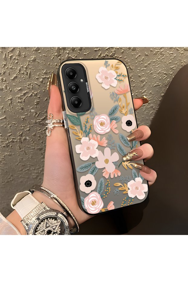 Samsung Galaxy A05S Compatible Pink Spring Flower and Green Leaf Pattern Phone Case, Shock Protection