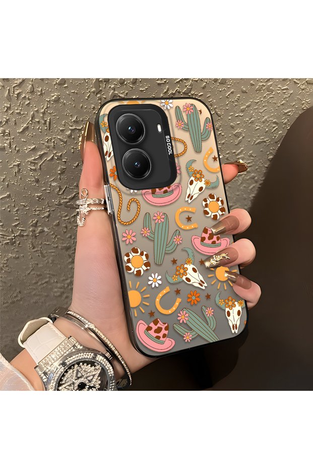 Poco X7 Pro Compatible Western Cowboy Cactus and Sun Pattern Phone Case, Impact Protection