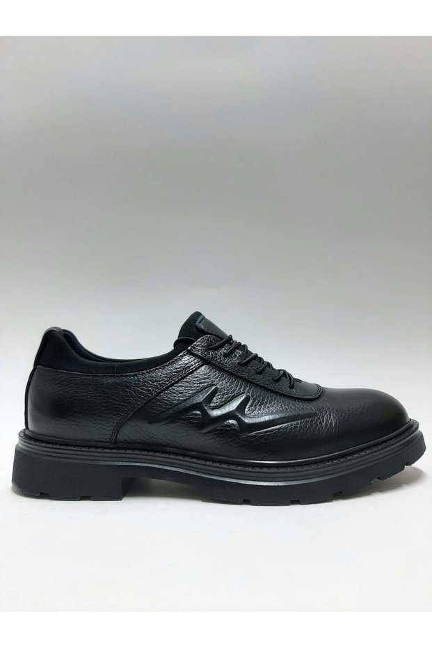 Genuine Leather Lightweight Elastic Lace-Up Heel-Heightening Men's Shoes
