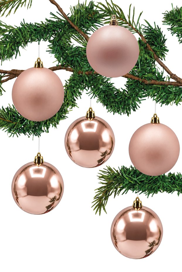 6-piece 10cm christmas tree ornament set - 3 shiny & 3 matte cute baubles