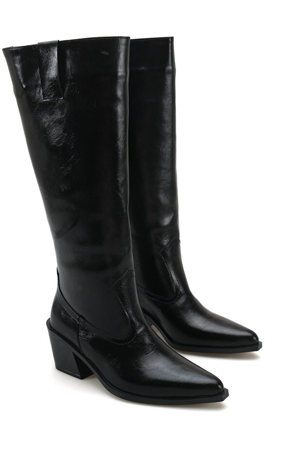 Women's Vento Low Heel Cowboy Boots - Black-Patent Leather