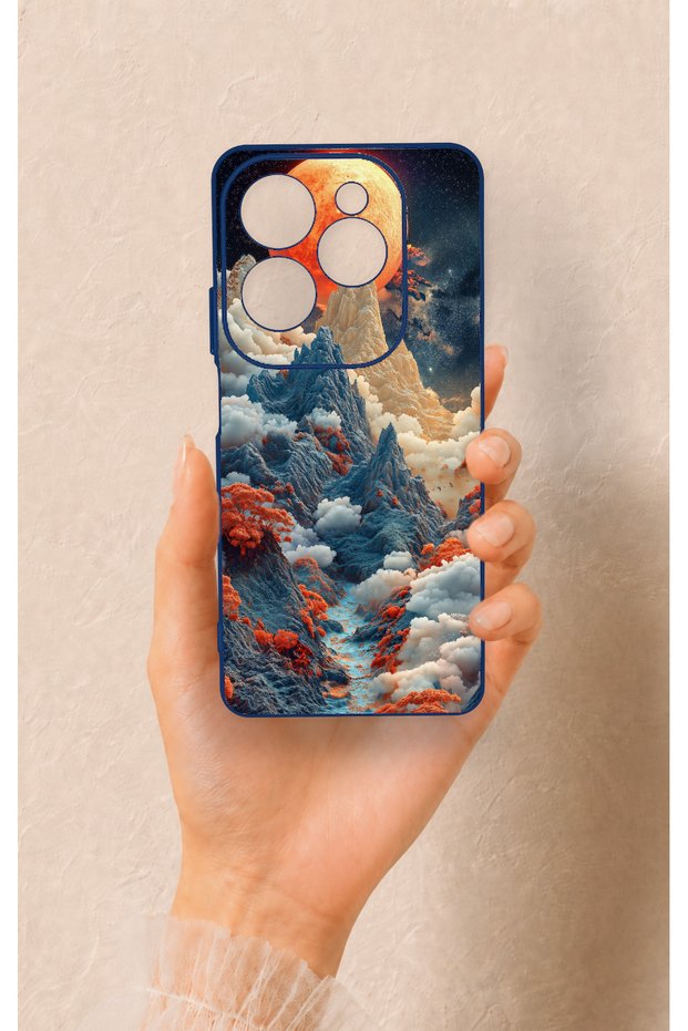 Infinix Hot 40 Pro Compatible Red Moon Patterned Silicone Case