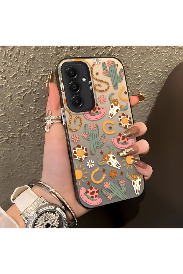 Samsung Galaxy A16 4G/5G Compatible Western Cowboy Cactus and Sun Pattern Phone Case, Impact Protection