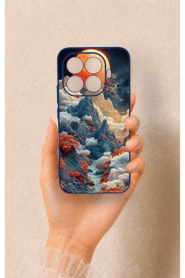 Mi 15t Pro Compatible Red Moon Patterned Silicone Case