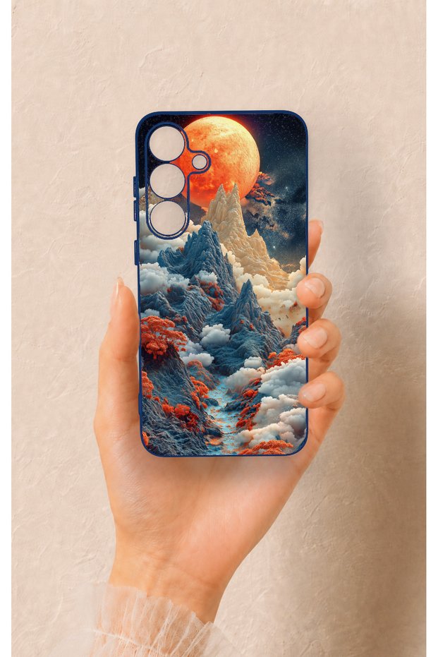 Samsung S25 Plus Compatible Red Moon Patterned Silicone Case