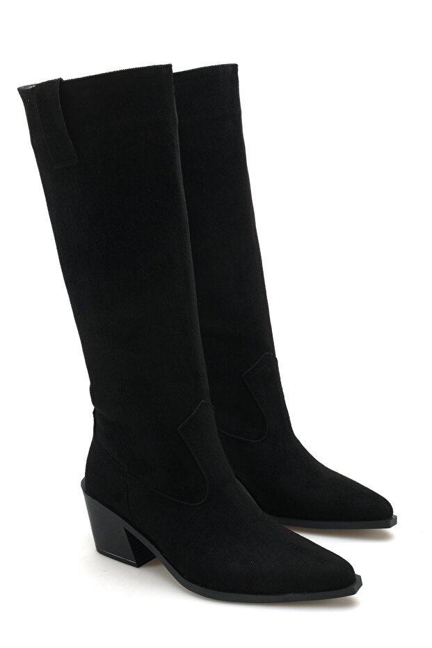 Women's Vento Low Heel Cowboy Boots - Black Suede