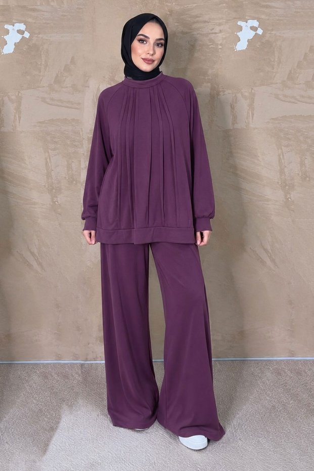 Pilise Detailed Oysho Set Tsd260333 Plum