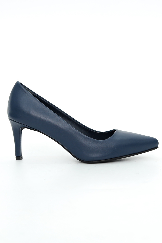 Genuine Leather Navy Blue Stiletto Women's Shoes - Rgn80123
