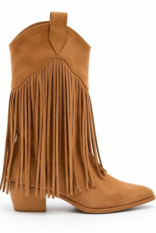 Wi̇llow Tasseled Thick Heeled Women's Cowboy Boots