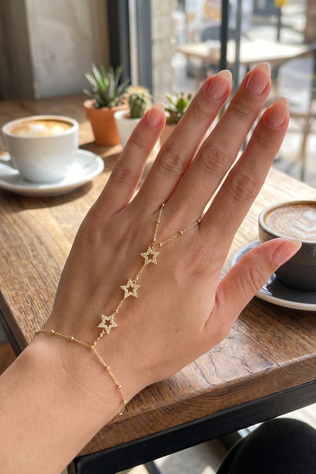 Gold Color Brass Zircon Stone Star Model Şahmeran