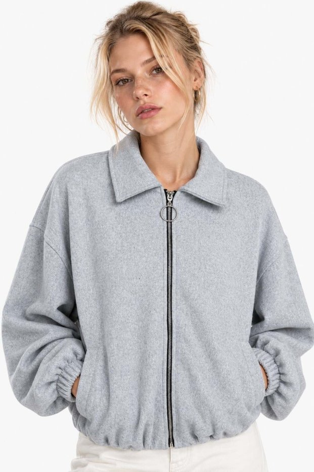 Women's Zippered Basic Bomber Coat