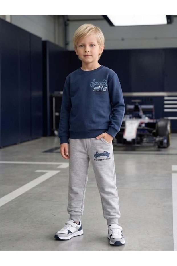 Boy's Car Printed Tracksuit Set