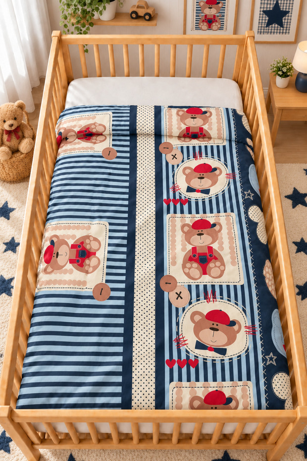 Baby Bedding 2. Quality (1 Piece Only Duvet Cover) Navy Blue Bear