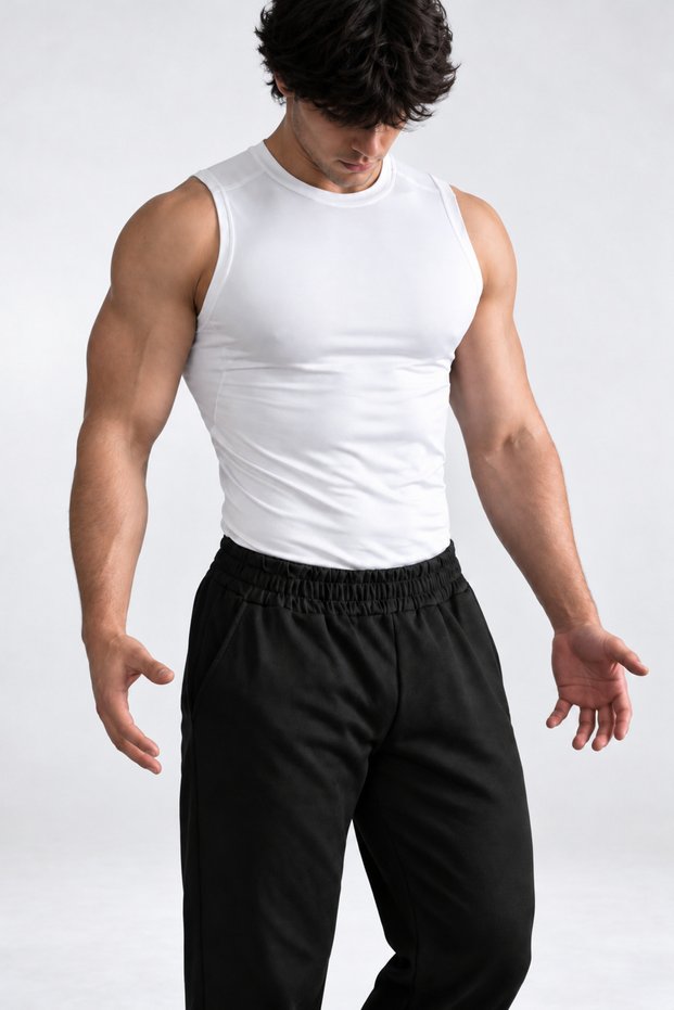Basic Sleeveless Compression Tank Top (Dark Navy Blue)