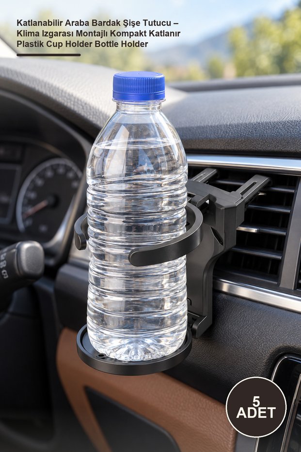 5 Pieces Foldable Car Cup Bottle Holder – Compact Folding Plastic Cup Holder Bottle Holder with Air Conditioner Grille Mount