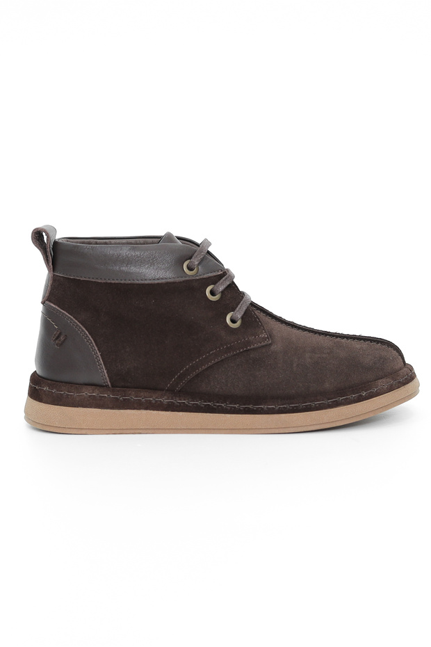 Genuine Suede Leather Lace-Up Brown Women's Boots - Zb262301