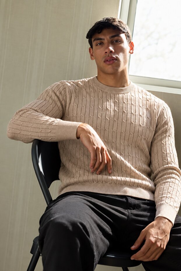 Men's Crew Neck Casual Stone Sweater