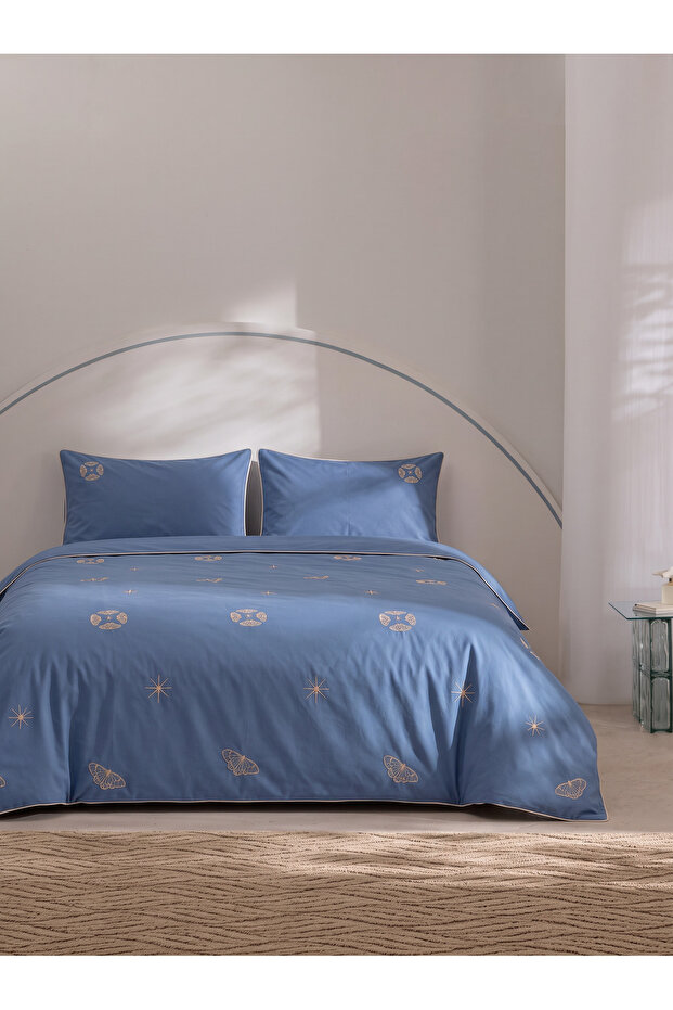 Maribosa 4 Piece 100% Cotton Embroidered Double Duvet Cover Set