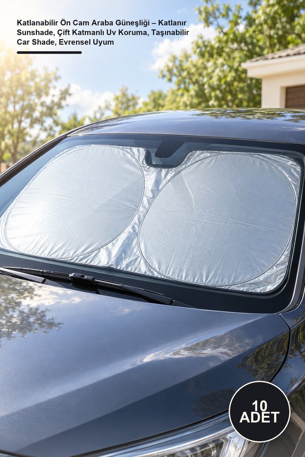 10 Pieces Foldable Windshield Car Sunshade – Foldable Sunshade, Double Layer Uv Protection, Portable Car Shade, Universal Fit