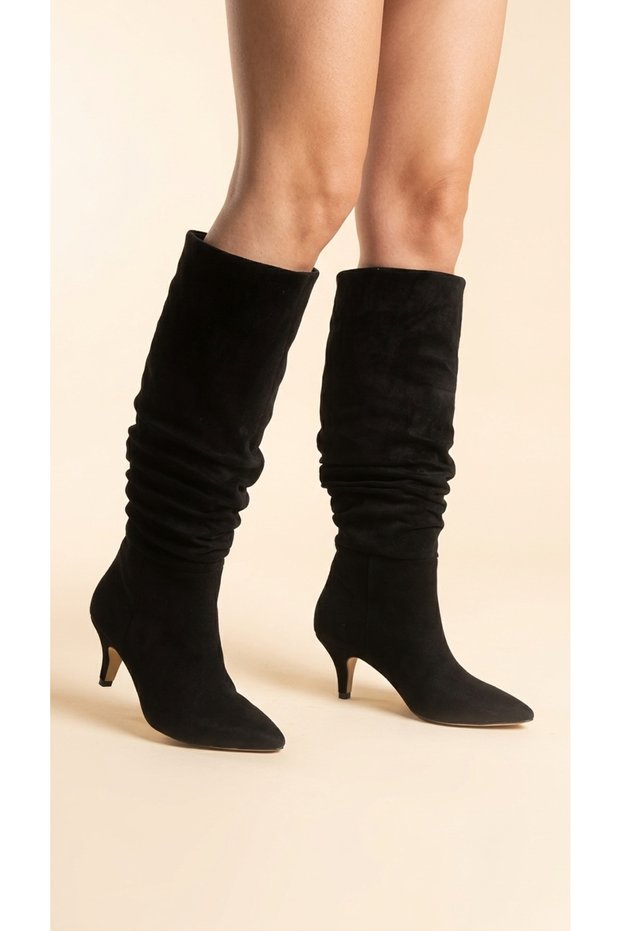 Women's Drawstring Detailed Pointed Toe Thin Heeled Long Boots