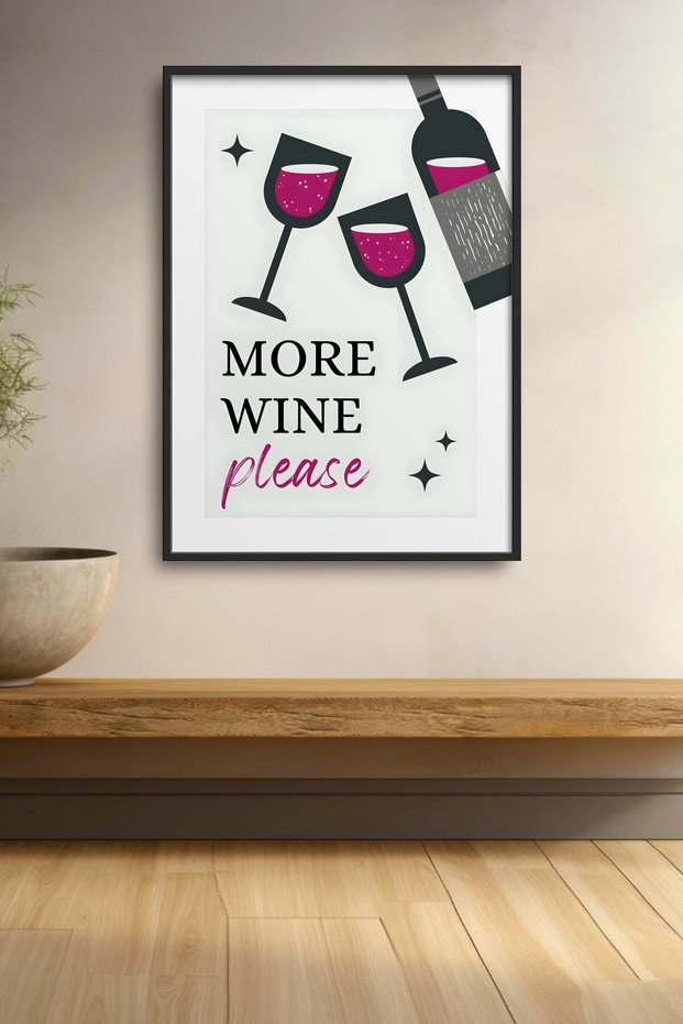 More Wine Please Wine Framed Painting Bar Kitchen Poster Wall Decor Kok41