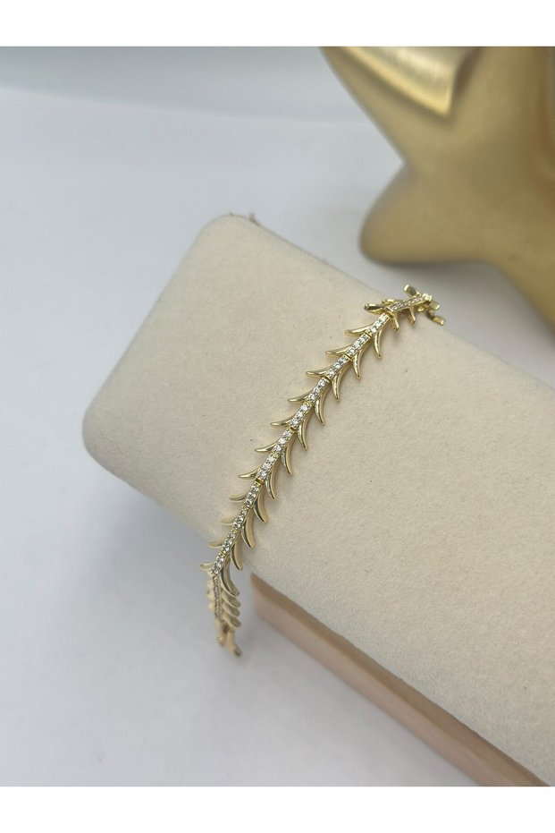Zircon Stone Row V Bracelet (Steel)