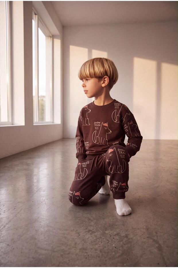 Boys' 2-Piece Tracksuit Set Printed Sweatshirt Sweatpants