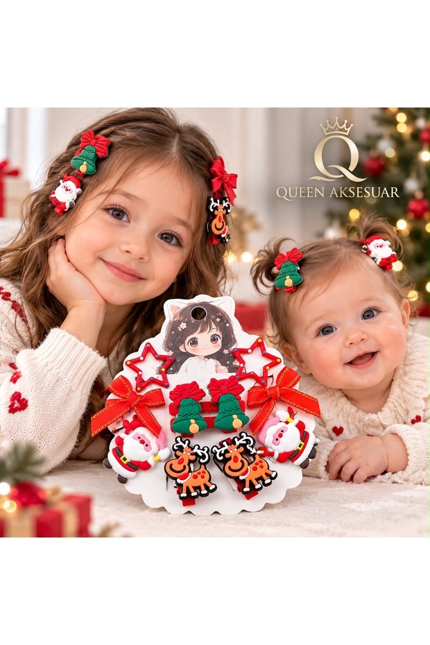 10-Piece Set of Tiny Small Pliers with Rubber Tips, Christmas Fancy Gift Buckle Set with Star Bow, Santa Claus, and Reindeer.