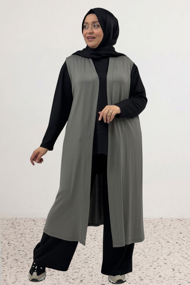 34000 Plus Size Combed Cotton Wear-And-Go Vest - Anthracite