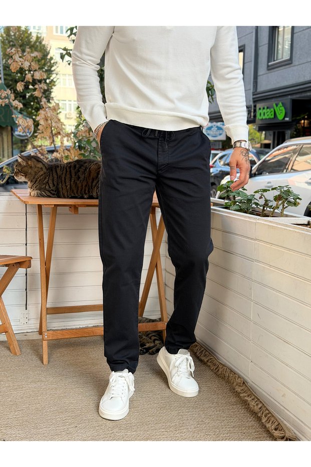 25-12 Regular Fit Gabardine Trousers Black