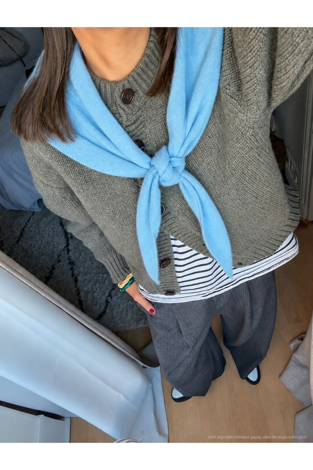 Blue Triangle Shawl Medium Size (130Cm*40Cm)