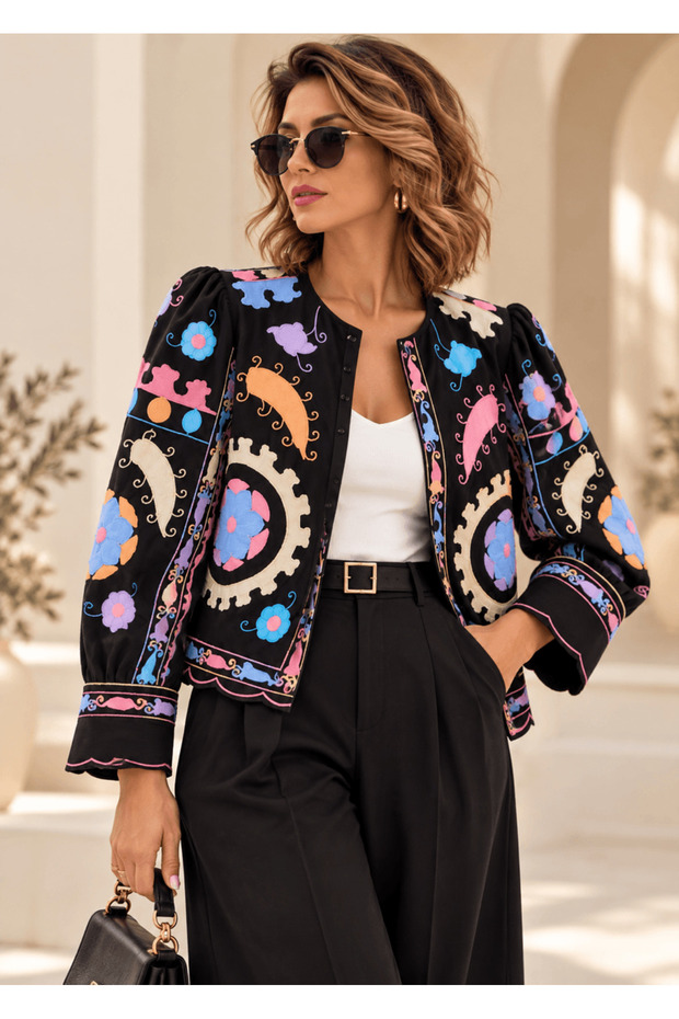 Embroidered Italian Style Bohemian Colorful Jacket