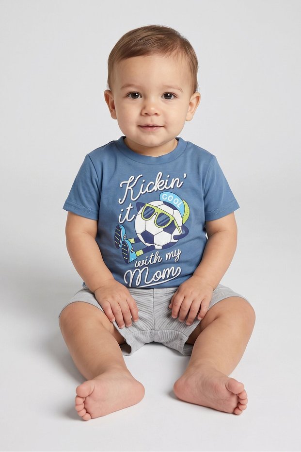 Toddlers Boy 2pcs Graphic Print T-Shirt And Shorts Set, Multicolor