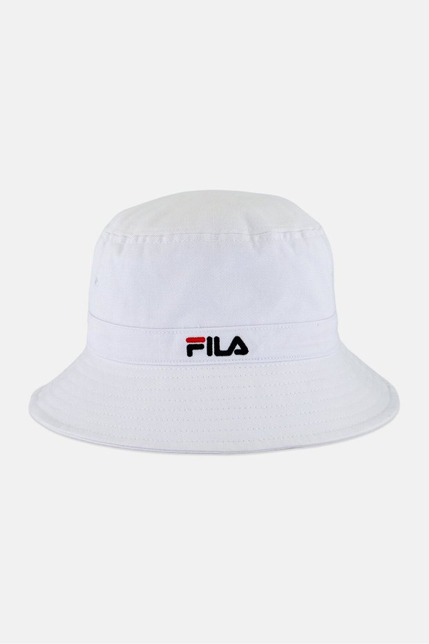 Men Embroidered Logo Sports Bucket Hat, White