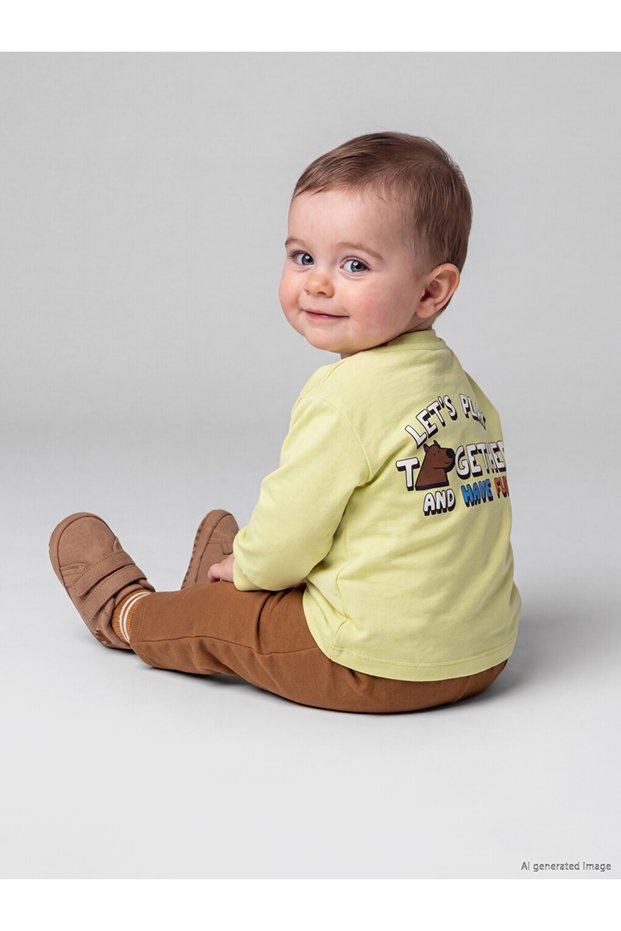 Rmz Gi̇yi̇m Farkiyla Printed Baby Boy Sweatshirt and Sweatpants