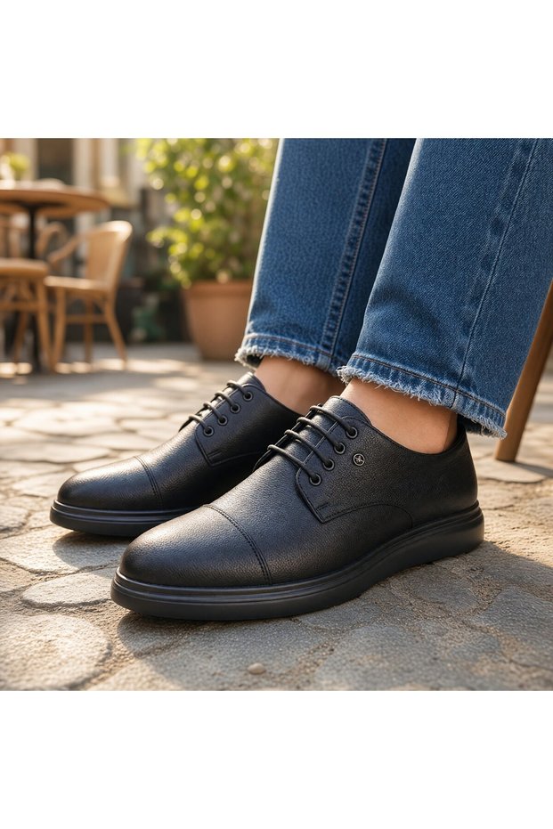 Men's Black Matte Leather Lace-Up Classic Shoes Suitable for Bridal Suits and Suit Bottoms