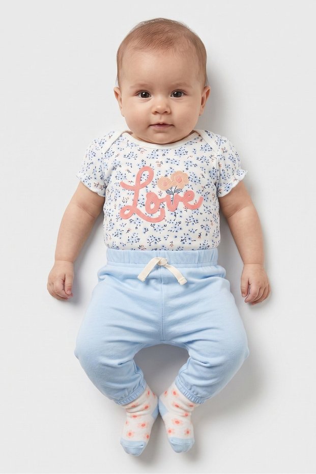 Toddlers Girl 3 Pieces Bodysuits And Pants With Socks, Multicolor