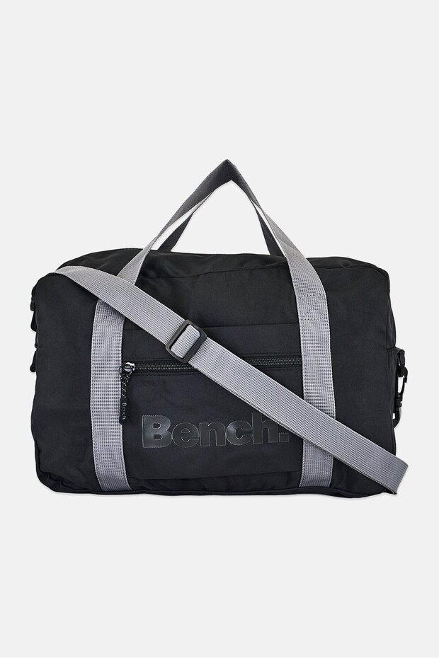 Men Brand Logo Duffle Bag, Black